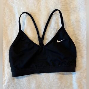 Nike Women's Black Sports Bra with White Logo